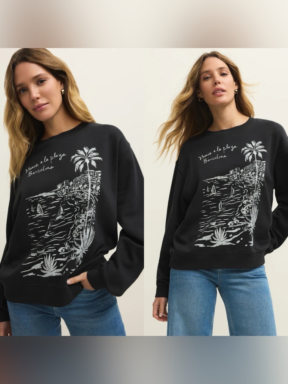 LA PLAYA BOYFRIEND SWEATSHIRT (BLACK) - Z SUPPLY